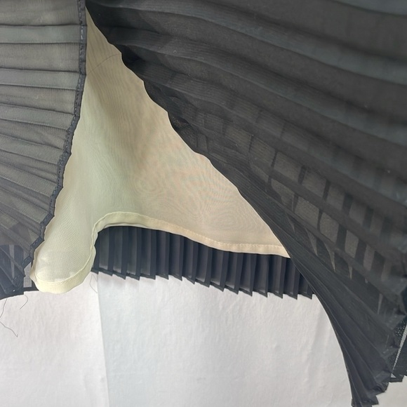 🐸 Romeo and Juliet Couture color block, chiffon, micro pleat, long sleeve dress: - Picture 4 of 6